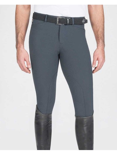 Pantalons d'équitation gris sans grip avec renfort aux genoux pour homme modèle Grafton - Equiline