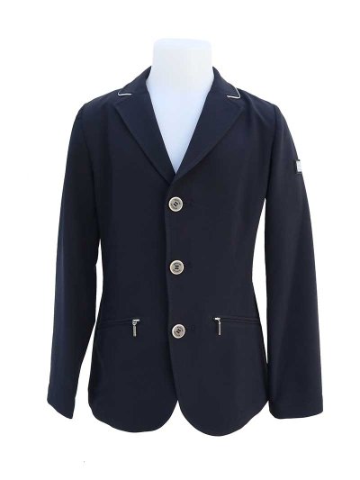 Veste de compétition bleu marine avec passepoils argentés pour garçon - Steve - Equiline