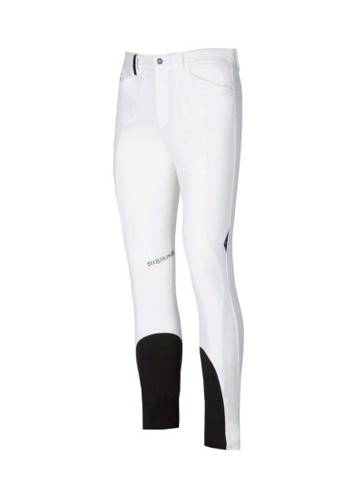 Pantalons de compétition blanc avec logos (grip aux genoux) pour homrbe - Racky - Equiline