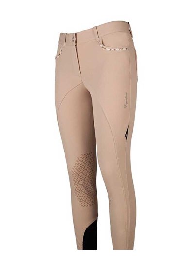 Pantalons d'équitation beige (grip aux genoux) pour femme - Virgin - Equiline