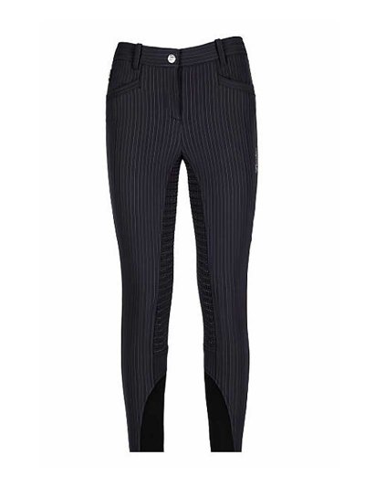 Pantalons d'hiver gris foncé avec rayure diplomática (grip à fond intégral) pour femme - Kelly - Equiline