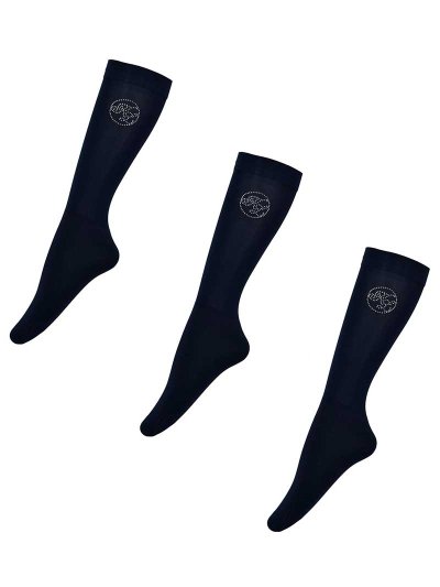 Pack de 3 paires de Chaussettes fins de compétition bleu marine à strass - Needley - Kingsland