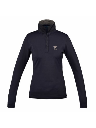 Polo technique à manches longues bleu marine avec logo au dos pour femme - Blanche - Kingsland