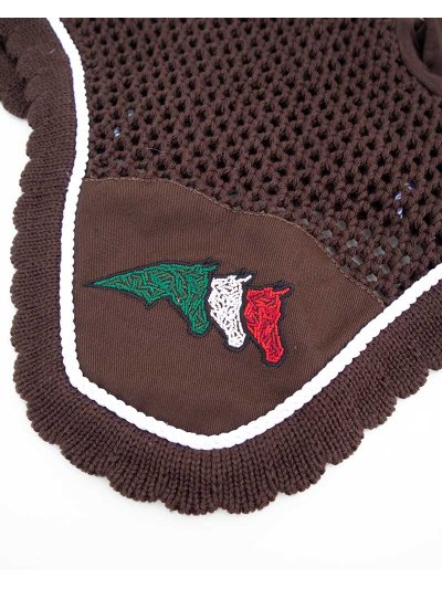Bonnet marron et blanc avec oreilles élastiques pour cheval (full) - Equiline - imagen 2