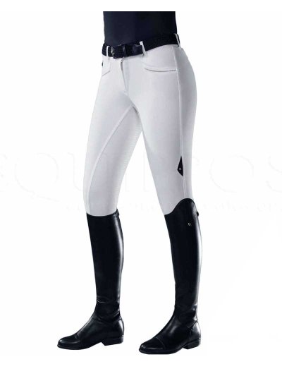 Pantalons de compétition blanc (grip à fond intégral) avec détail argenté sur les poches pour femme - Lindy - Equiline
