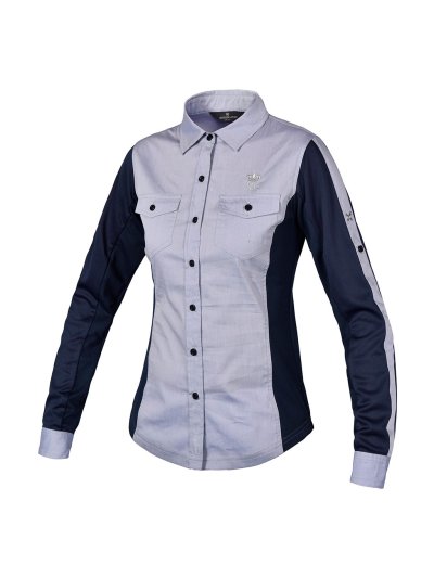 Chemise à manches longues bleu clair et bleu marine pour femme modèle Juneau - Kingsland