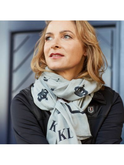 Foulard fin gris clair et bleu marine unisexe modèle St Marys - Kingsland