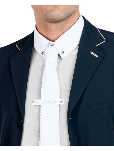Cravate étroite en maille blanc avec logo noir - Equiline