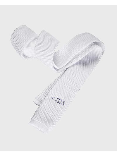 Cravate étroite en maille blanc avec logo noir - Equiline - imagen 2