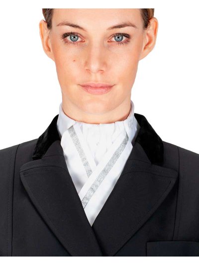 Plastron blanc avec una Bandeau argentée brillant et brillants - Equiline