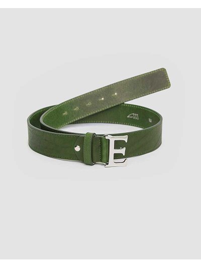 Ceinture en cuir vert avec boucle en forma de E modèle Betta - Equiline