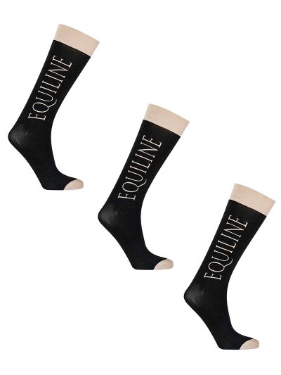 Pack de 3 paires de Chaussettes fins de compétition noir et beige - Equiline