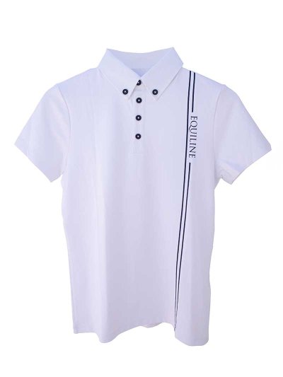 Polo en piqué de compétition à manches courtes blanc pour garçon - Jecko - Equiline