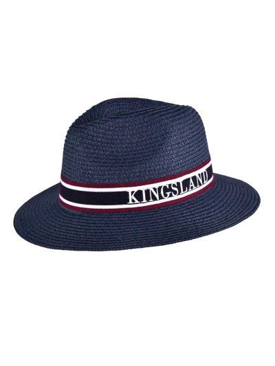 Chapeau en paille toquilla bleu marine avec ruban tricolore unisexe - Vega - Kingsland