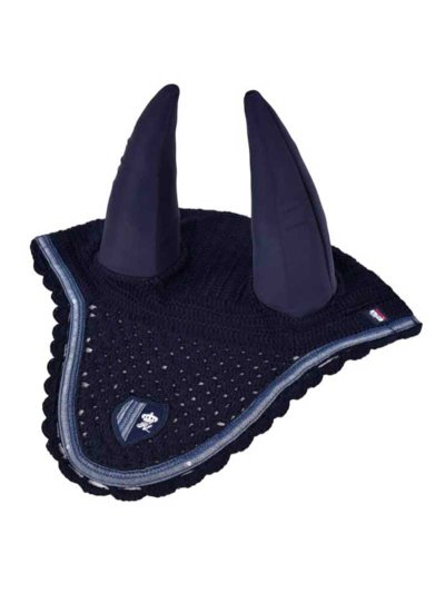Bonnet bleu marine à sequins et oreilles élastiques pour cheval - Aqui - Kingsland