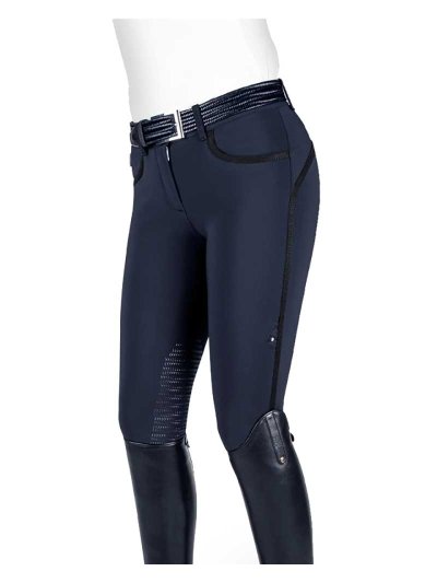 Pantalons d'hiver bleu marine détails en noir (grip à fond intégral) pour femme - Vania - Equiline