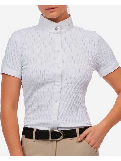 Chemise de compétition à manches courtes de maille texturizada blanc pour femme - Arita - Equiline