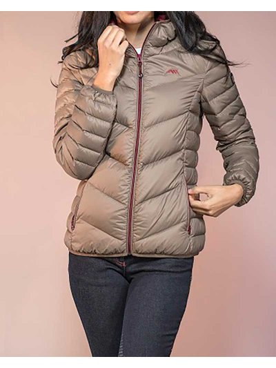 Veste en plumes marron avec capuche pour femme - Maudy - Equiline