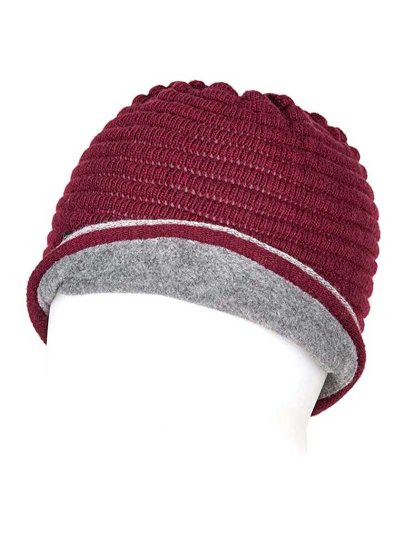 Bonnet en maille bordeaux à intérieur polaire - Caris - Equiline