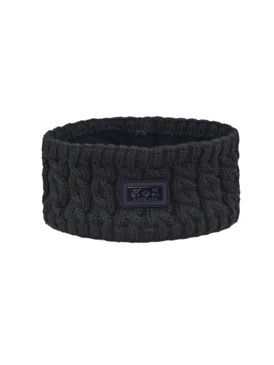 Bandeau épais en laine à torsades vert foncé avec intérieur polaire - Digby - Kingsland