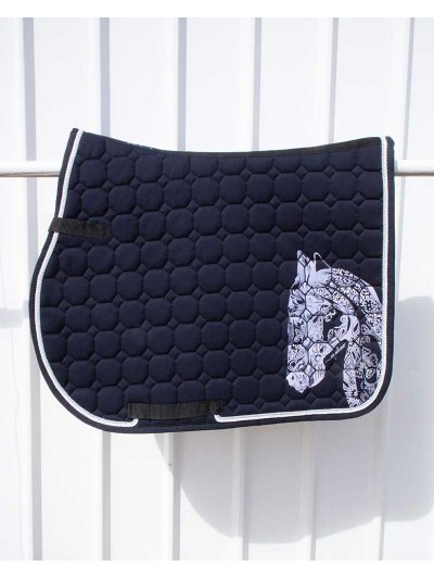Tapis de saut bleu marine pour cheval (full) modèle Holly - Equiline