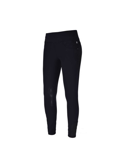 Pantalons pull-on noir avec ceinture large et élastique et grip silicone aux genoux modèle Katja - Kingsland