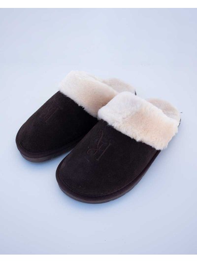 Chaussons d'intérieur marron à intérieur en mouton crème modèle Brinley - Kingsland