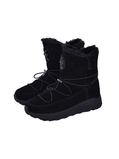 Bottes noires en cuir à intérieur en fourrure synthétique pour femme - Myla - Kingsland