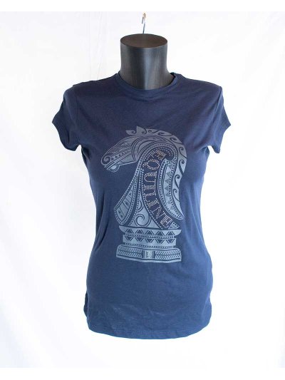 T-shirt à manches courtes bleu marine avec una ilustración et brillants pour femme - Fusion - Equiline