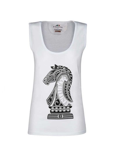 T-shirt sans manches blanc avec ilustración et brillants pour femme - Pearl - Equiline
