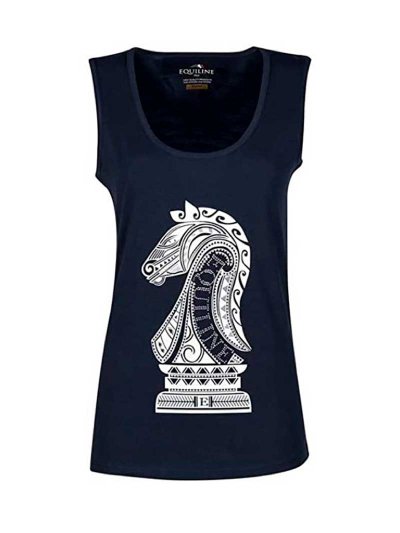 T-shirt sans manches bleu marine avec ilustración et brillants pour femme - Pearl - Equiline