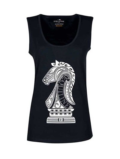T-shirt sans manches noir avec ilustración et brillants pour femme - Pearl - Equiline