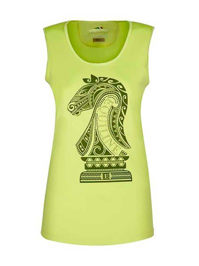 T-shirt sans manches vert citron avec ilustración et brillants pour femme - Pearl - Equiline