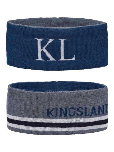 Bandeau fin en maille réversible bleu canard, blanc et gris - Maddox - Kingsland