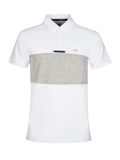 Polo de compétition à manches courtes blanc et gris pour garçon - Nemo - Equiline