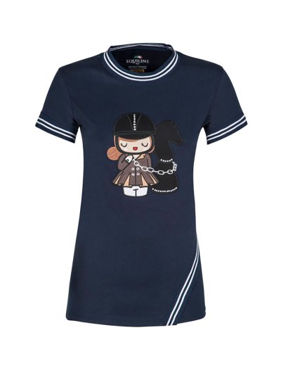 T-shirt bleu marine à manches courtes pour fille - Camilla - Equiline
