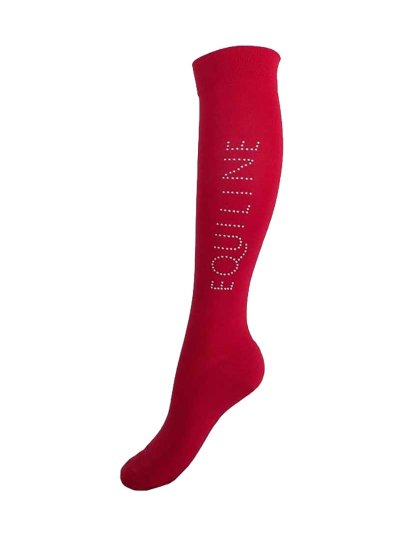Chaussettes hautes rouge avec mini clous - Marilene - Equiline