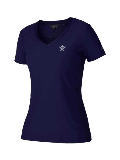 T-shirt technique d'entraînement à manches courtes bleu foncé pour femme - Brentina - Kingsland Dressage