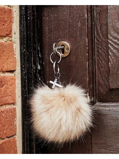 Porte-clés pompón de fourrure synthétique marron clair modèle Lomitos - Kingsland Dressage