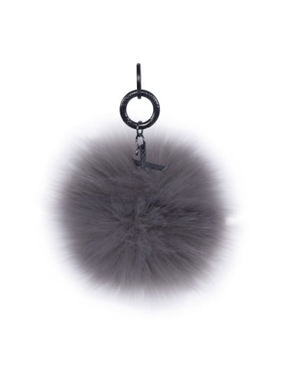 Porte-clés pompón de fourrure synthétique gris modèle Lomitos - Kingsland Dressage