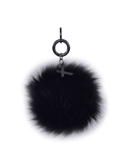 Porte-clés pompón de fourrure synthétique noir modèle Lomitos - Kingsland Dressage