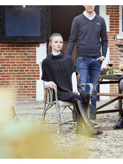 Poncho en laine gris foncé et noir à col haut pour femme - Blanc - Kingsland Dressage