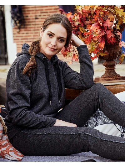 Sweat à capuche gris foncé (tissu avec brillo) pour femme - Calafate - Kingsland Dressage