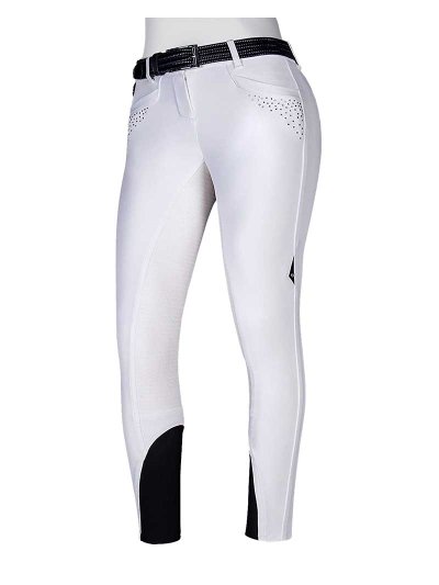 Pantalons blanc à strass sur les poches (grip à fond intégral) pour femme - Clea - Equiline