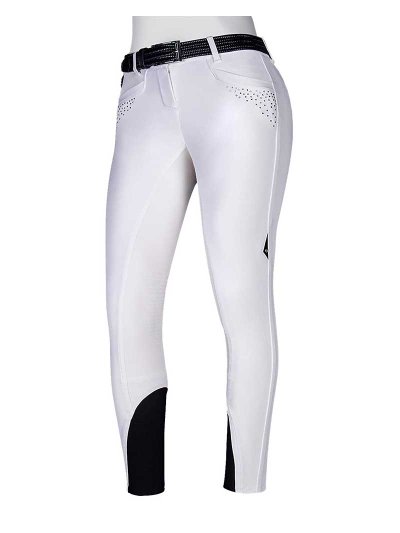 Pantalons blanc à strass sur les poches (grip aux genoux) pour femme - Carol - Equiline