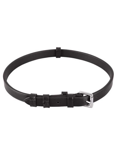 Muserolle bouche-fermée en cuir noir pour cheval - BR