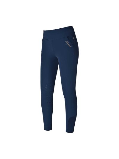 Pantalons pull-on bleu marine avec ceinture large et élastique et grip silicone aux genoux modèle Katja - Kingsland