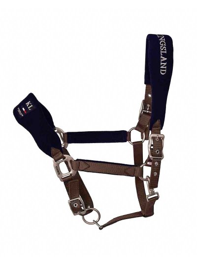 Licol d'écurie marron et bleu marine pour poney (C et D) - Bartolo - Kingsland