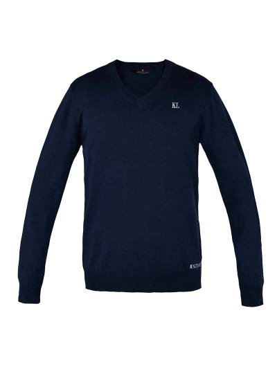 Pull fin en maille avec col de pic bleu marine pour femme - Denia - Kingsland