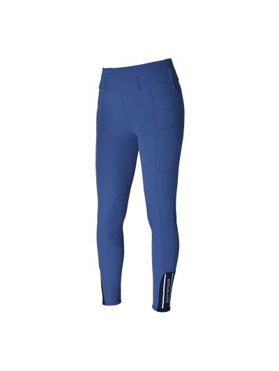 Pantalons pull-on bleu avec ceinture large et élastique et grip silicone aux genoux modèle Katja - Kingsland